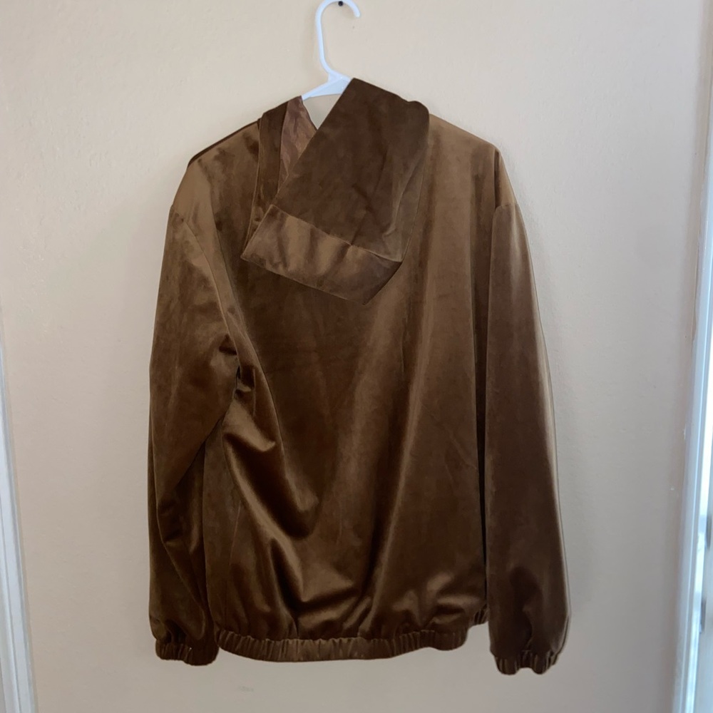 Brown indie soft fuzzy longsleeve hipster hoodie brown zip up y2k vintage jacket - Picture 2 of 15